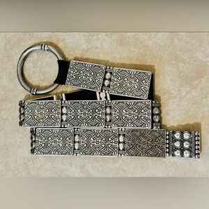 Vintage look silver tone stretch belt statement Whimsigoth Matrix going out